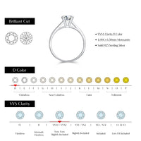 Moissanite 1CT D Color Round Sterling Silver Ring