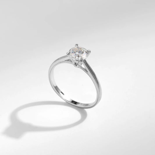 Moissanite 1CT D Color Round Sterling Silver Ring