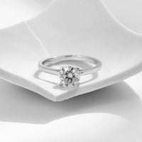 Moissanite 1CT D Color Round Sterling Silver Ring