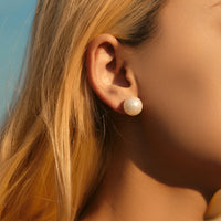 Sterling Silver Elegant Pearl Stud Earrings