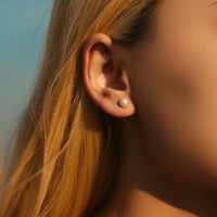 Sterling Silver Elegant Pearl Stud Earrings