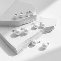 Sterling Silver Elegant Pearl Stud Earrings