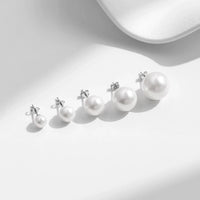 Sterling Silver Elegant Pearl Stud Earrings