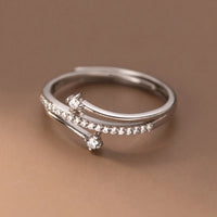 Adjustable 925 Sterling Silver Ring with Cubic Zirconia