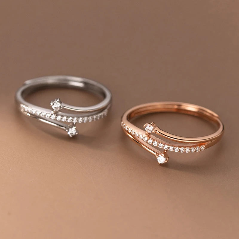 Adjustable 925 Sterling Silver Ring with Cubic Zirconia