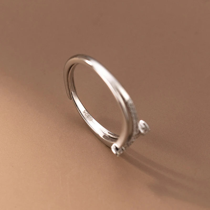 Adjustable 925 Sterling Silver Ring with Cubic Zirconia