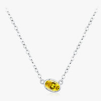 Sterling Silver Asymmetric Oval Necklace