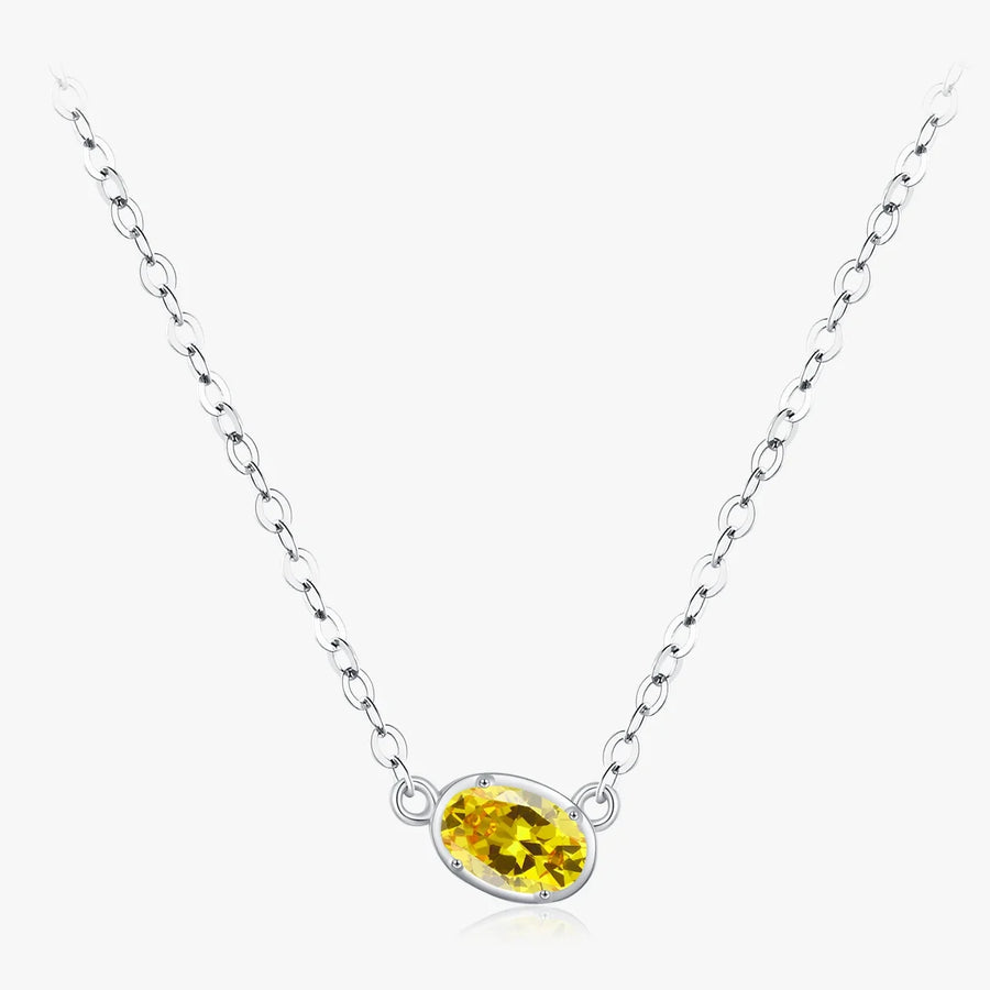 Sterling Silver Asymmetric Oval Necklace