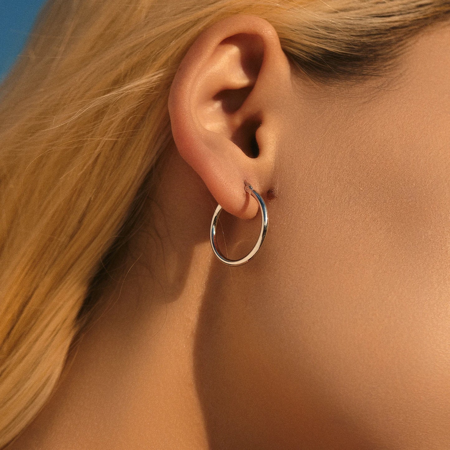 Sterling Silver Simple French Hoop Earrings