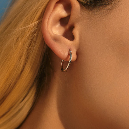 Sterling Silver Simple French Hoop Earrings