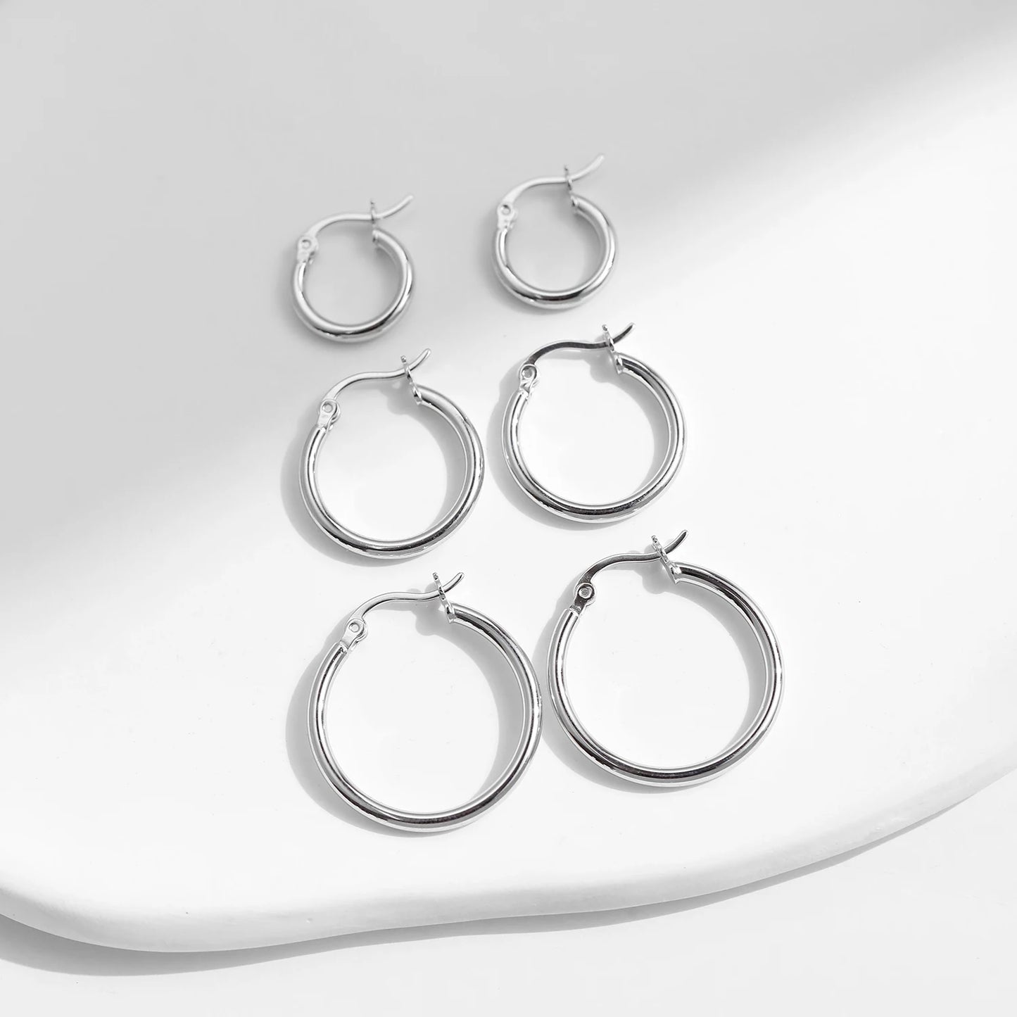 Sterling Silver Simple French Hoop Earrings