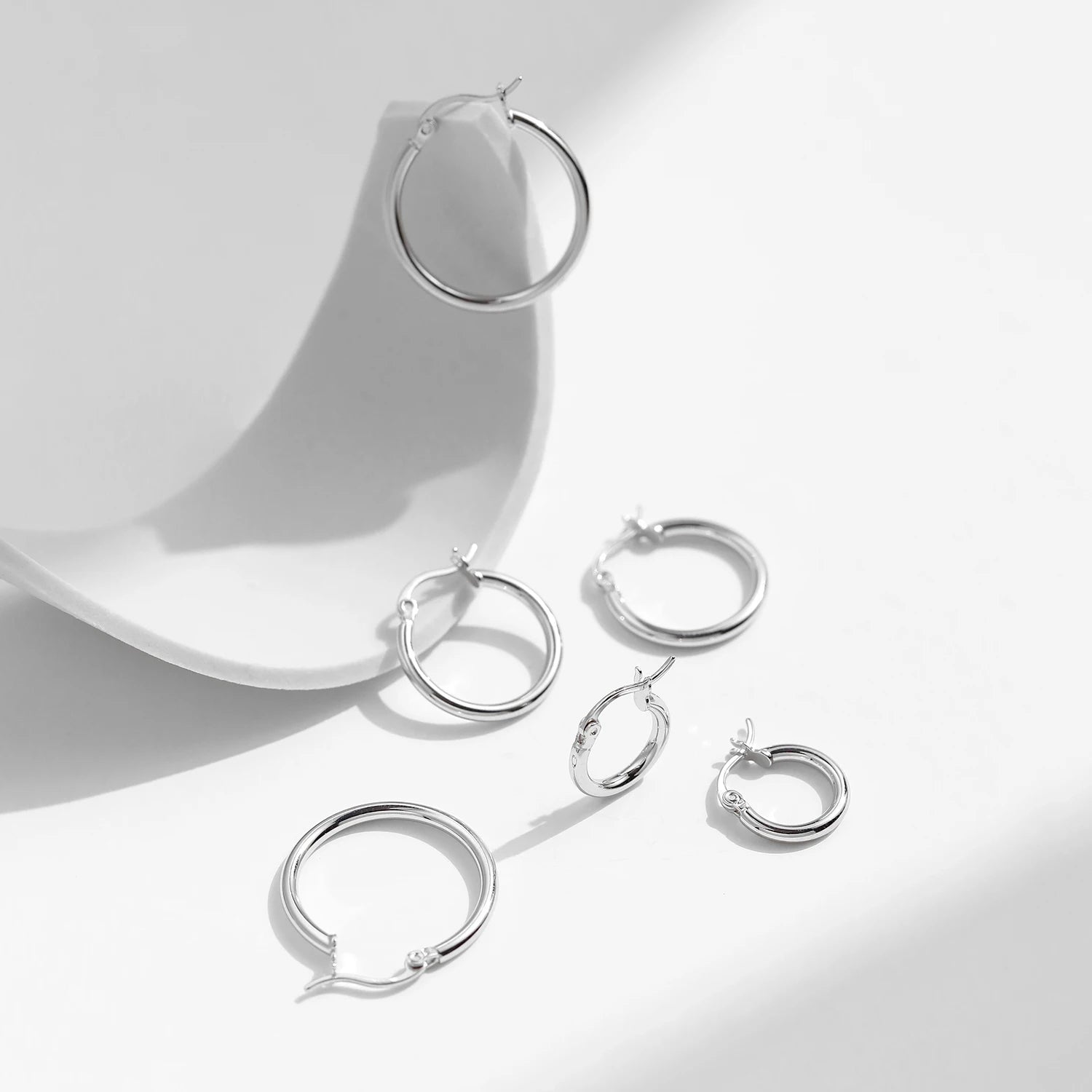 Sterling Silver Simple French Hoop Earrings