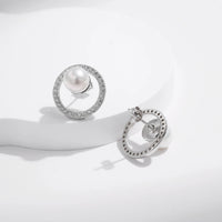 Sterling Silver Circle Pearl Earrings