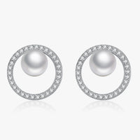 Sterling Silver Circle Pearl Earrings