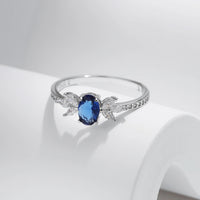 Sterling Silver Oval Royal Blue Ring