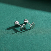 Sterling Silver Heart Bead Screw Stud Earrings