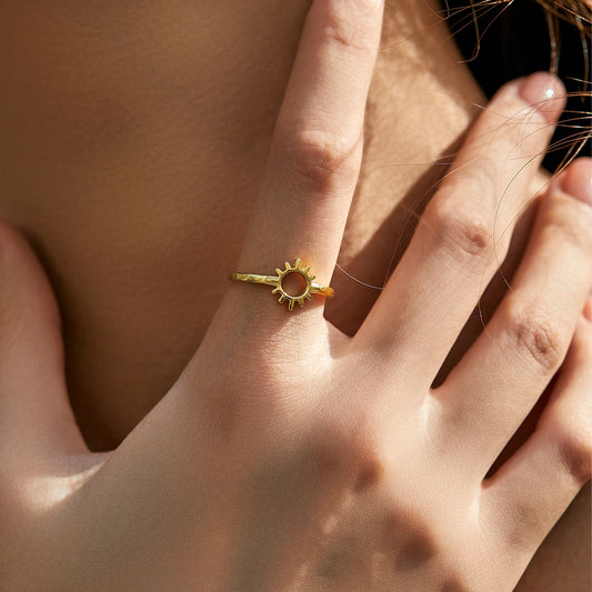 Gold Sterling Silver Classic Sun Ring