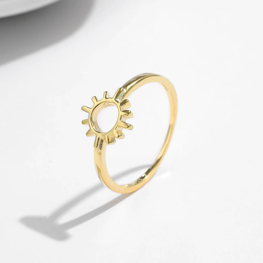 Gold Sterling Silver Classic Sun Ring