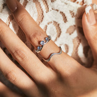Sterling Silver Cubic Zirconia Crown Stackable Ring Set