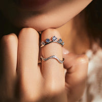 Sterling Silver Cubic Zirconia Crown Stackable Ring Set