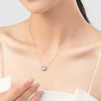 Sterling Silver Blue and Clear Pendant Necklace