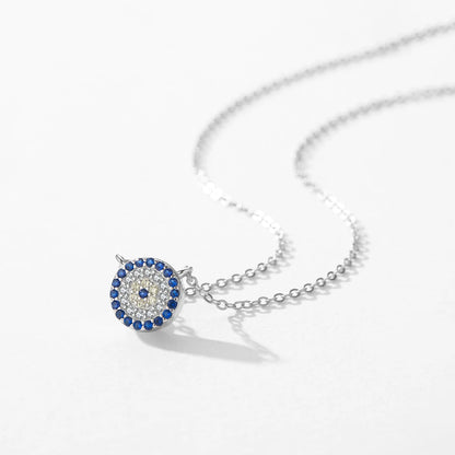 Sterling Silver Blue and Clear Pendant Necklace
