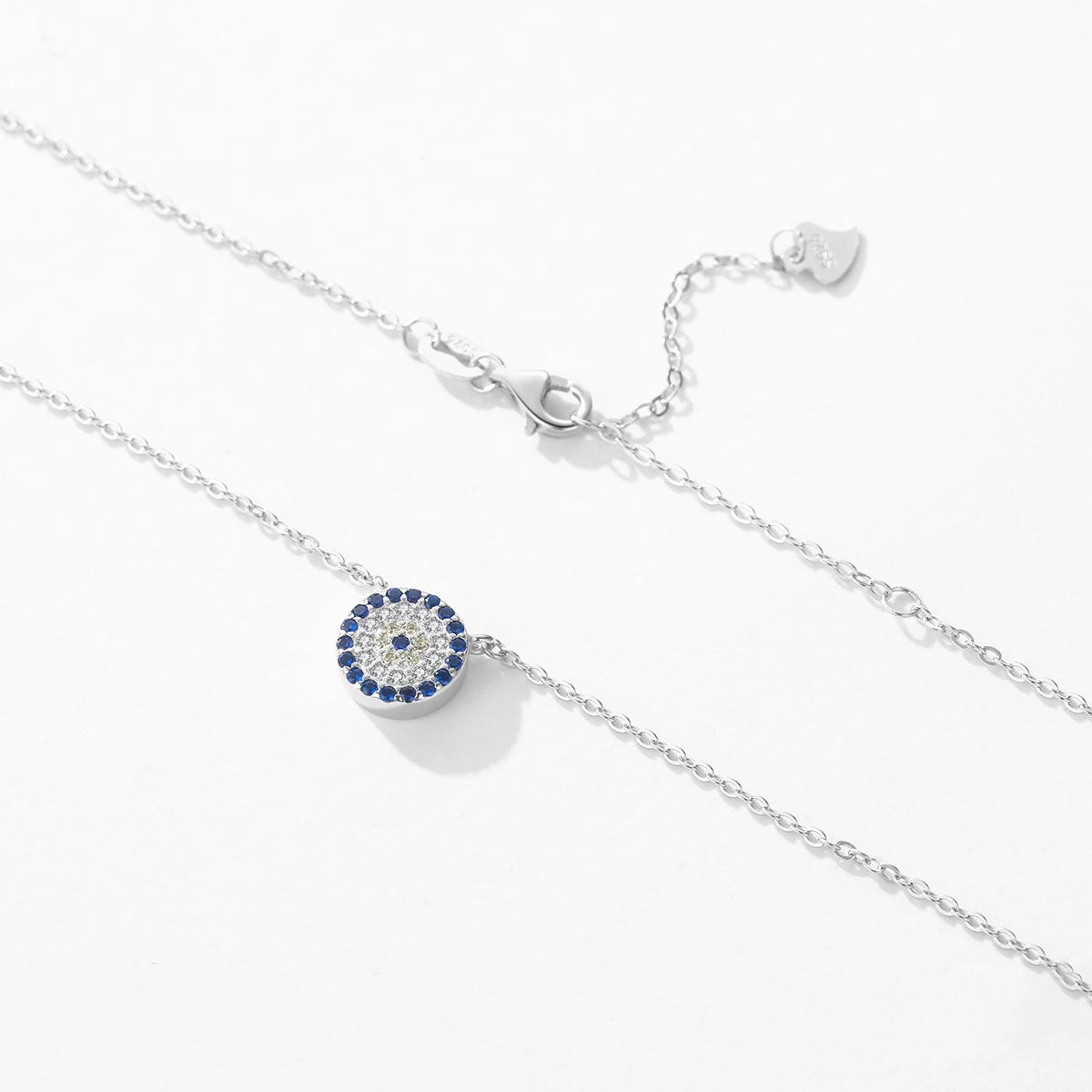 Sterling Silver Blue and Clear Pendant Necklace