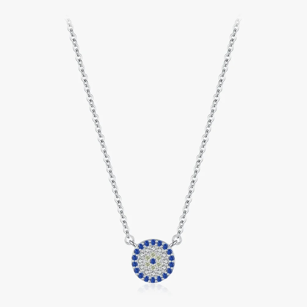 Sterling Silver Blue and Clear Pendant Necklace