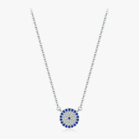 Sterling Silver Blue and Clear Pendant Necklace