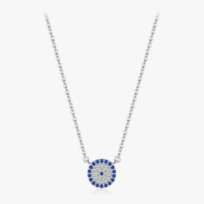 Sterling Silver Blue and Clear Pendant Necklace