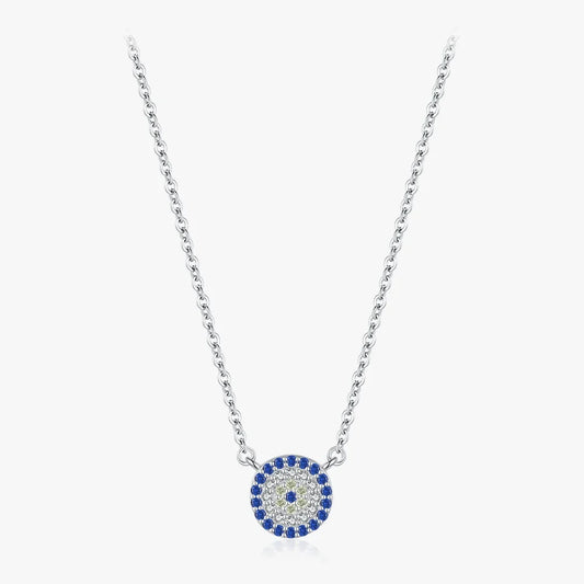 Sterling Silver Blue and Clear Pendant Necklace