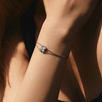 Sterling Silver Double Layer Lucky Leaf Bracelet