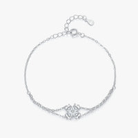 Sterling Silver Double Layer Lucky Leaf Bracelet