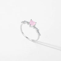 Sterling Silver Pink Crystal Heart Ring