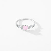 Sterling Silver Pink Crystal Heart Ring