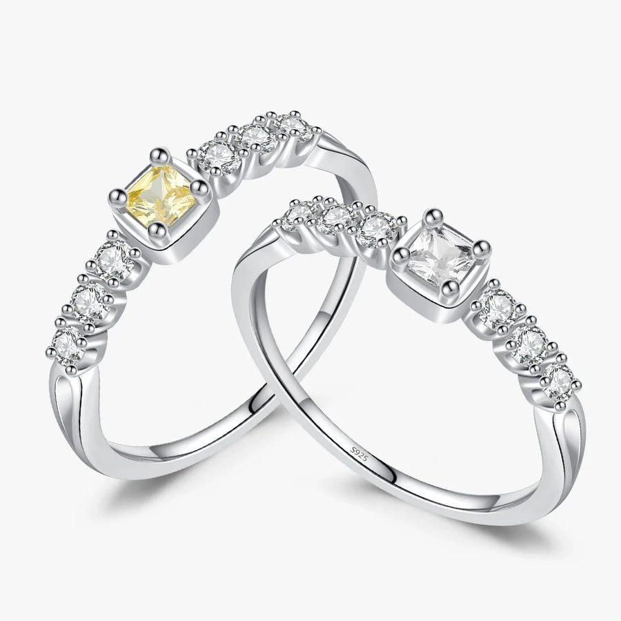 Sterling Silver Sweet Sugar Ring with Yellow and Clear
