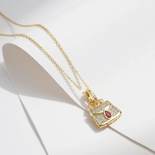 Gold Plated Sterling Silver Bag Pendant Necklace