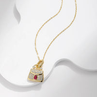 Gold Plated Sterling Silver Bag Pendant Necklace