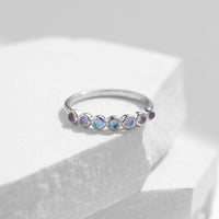Sterling Silver Round Moonstone Ring
