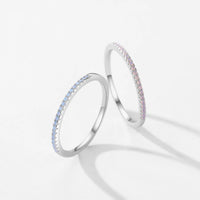 Sterling Silver Blue & Pink Opal Half Eternity Ring