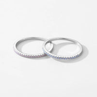 Sterling Silver Blue & Pink Opal Half Eternity Ring