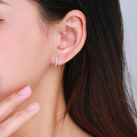 Silver U Shape Earrings with Cubic Zirconia