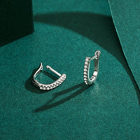 Silver U Shape Earrings with Cubic Zirconia