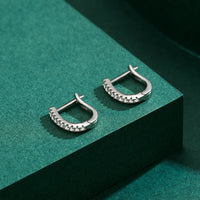 Silver U Shape Earrings with Cubic Zirconia