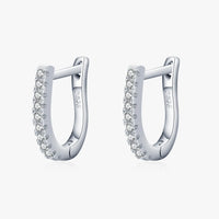 Silver U Shape Earrings with Cubic Zirconia
