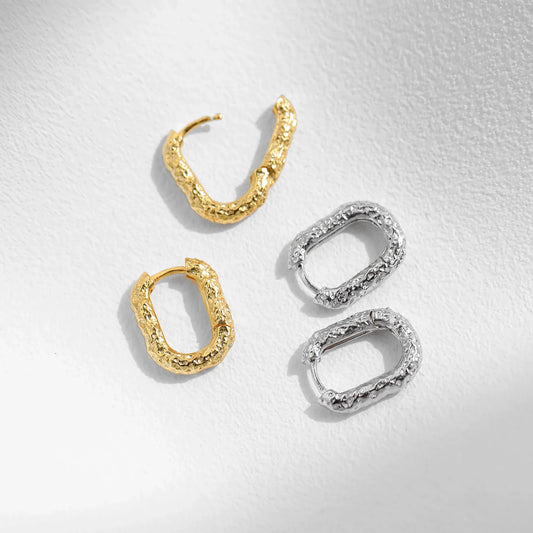 Gold Plated Sterling Silver U Shape Hoop Earrings