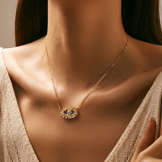 Sterling Silver Evil Eye Pendant Necklace