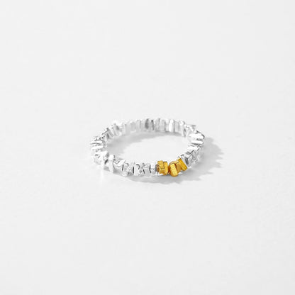 Gold Plated Sterling Silver Irregular Beads Ring