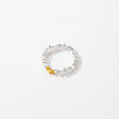 Gold Plated Sterling Silver Irregular Beads Ring