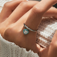 Sterling Silver Green Enamel Heart Charm Ring